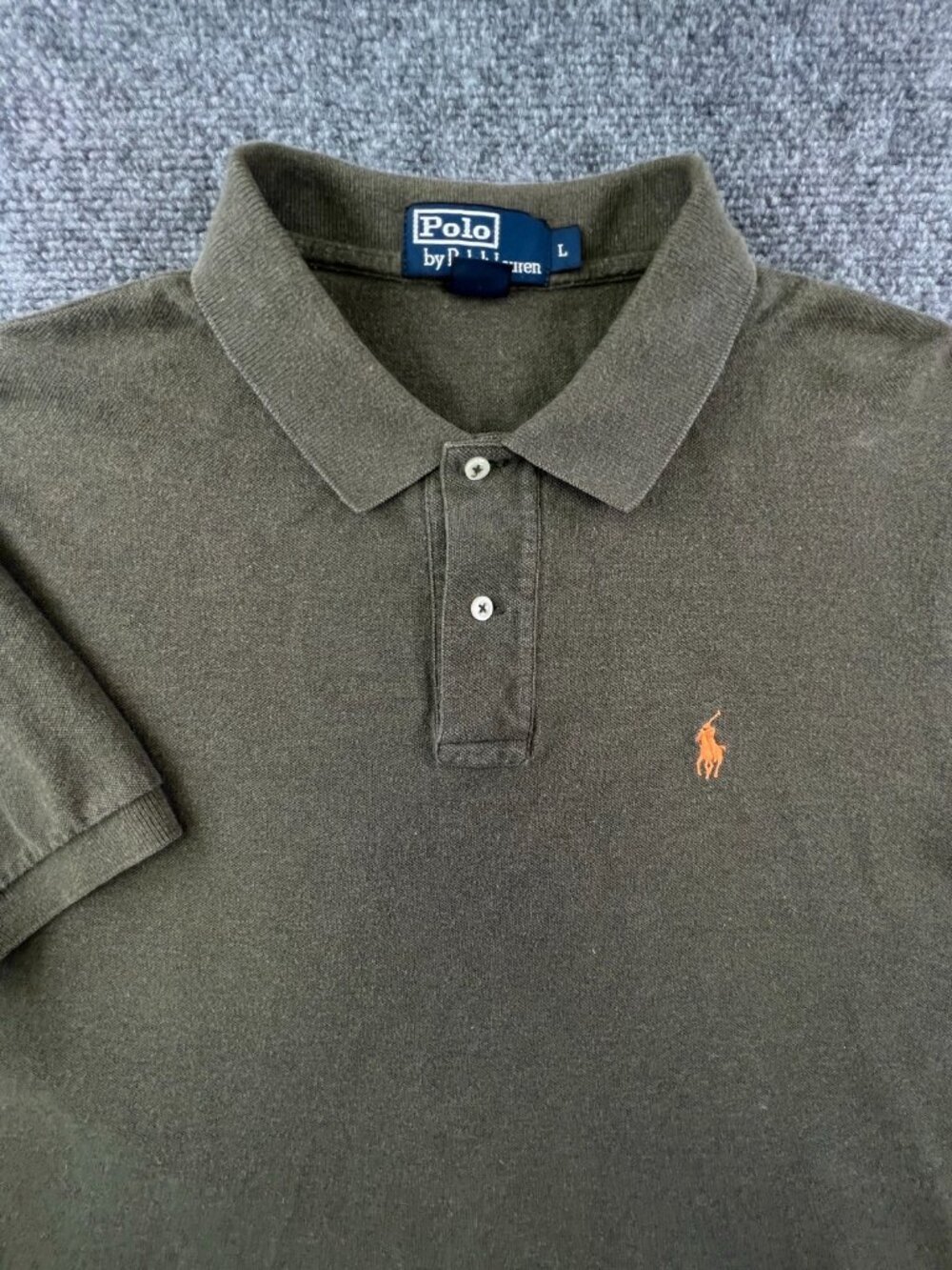 Polo Ralph Lauren Short Sleeve Polo Shirt Cotton Adult Green Orange Pony Large